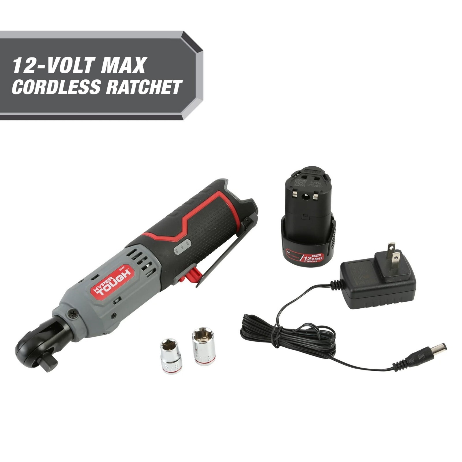 Hyper Tough 12V Max Lithium-Ion Cordless 3/8-inchRatche with1.5AhBattery Charger