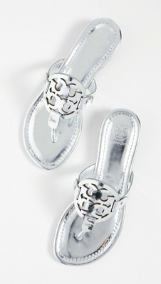 tory burch silver metallic miller sandals