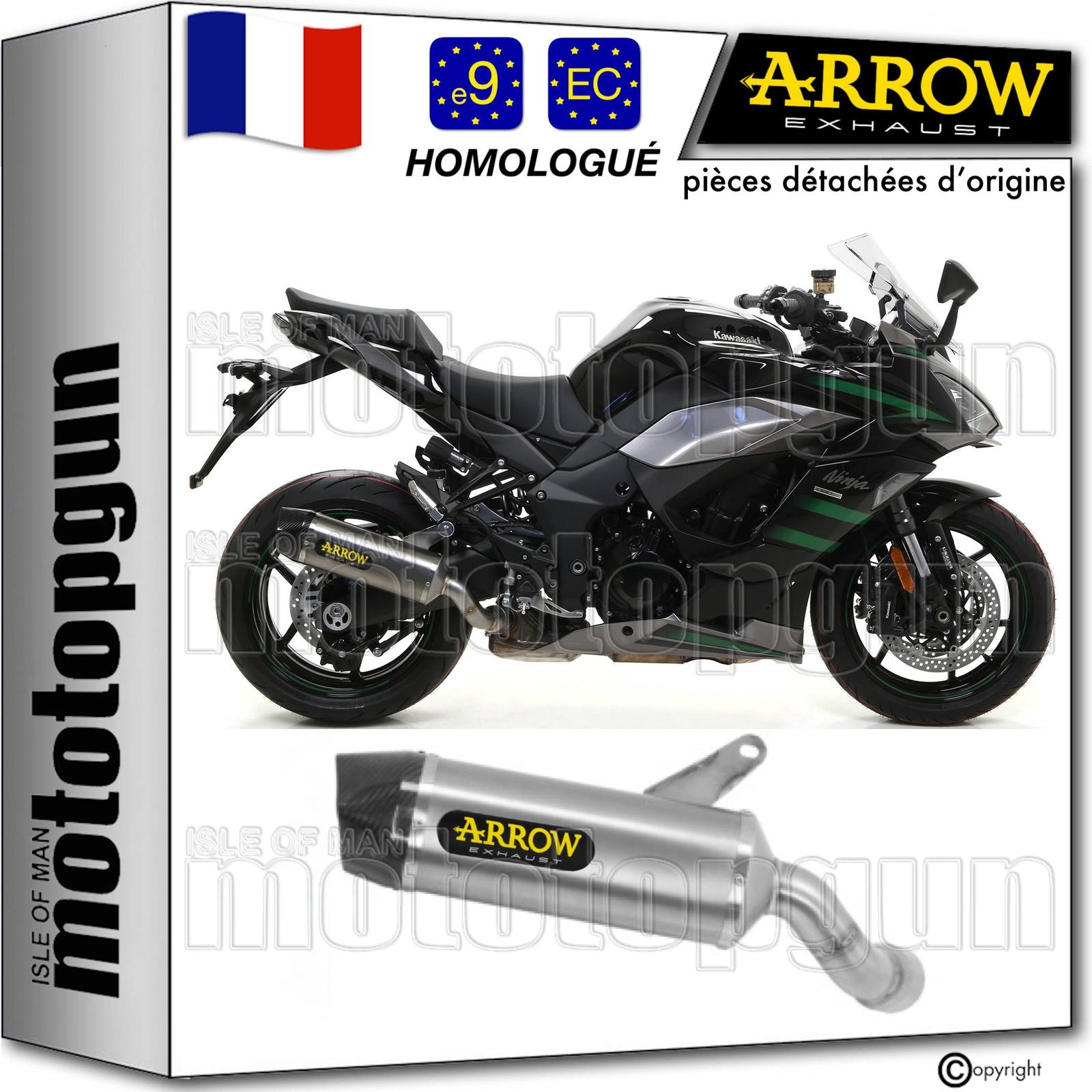 Silencieux Arrow Indy-Race C en carbone et alu gain de poids Ninja 1000 SX