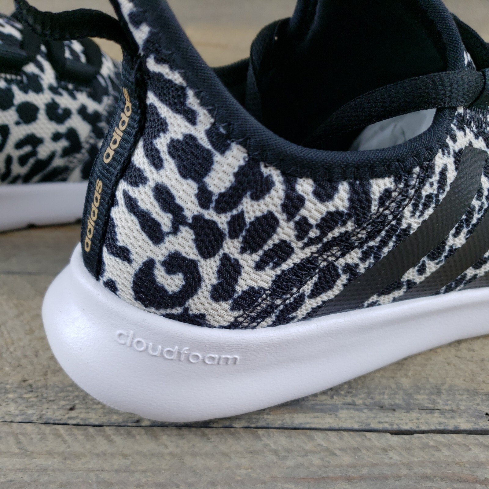 Size 7 - adidas Cloudfoam Pure 2.0 Black White Leopard W for sale  