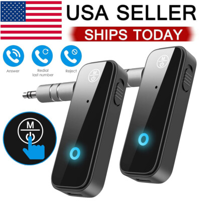 2Pcs USB Wireless Bluetooth 5.0 Transmitter Receiver 3.5mm Audio Adapter for Car