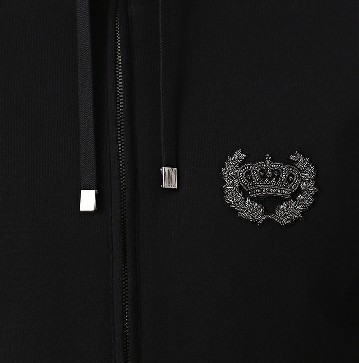 Dolce & Gabbana D&G Crown Embroidered Zip Hoodie - Black | eBay