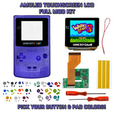 Nintendo Game Boy Color GBC AMOLED OLED Touchscreen LCD Mod Kit CLEAR PURPLE
