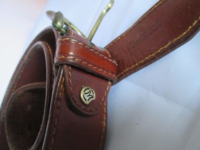Ceinture Vintage En Cuir MARCO CELI - Marron, Longueur 115 Cm, Très Bon état