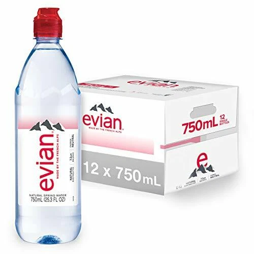 evian Natural Spring Water Individual 750 mL/25.4 Fl Oz (Pack  Assorted Sizes