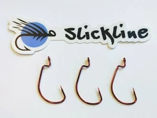 SLICKLINE RED Offset Shank Carbon Steel Worm EWG Fishing Hooks 10 pack - 3 SIZES