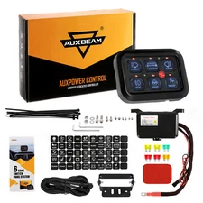 AUXBEAM 6 Gang On/Off Control Switch Panel Toggle Circuit Relay System Kit Blue