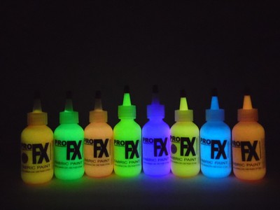 GLOW IN THE DARK DAY VISIBLE FABRIC Paint 4oz  PARTY BLACKLIGHT ART