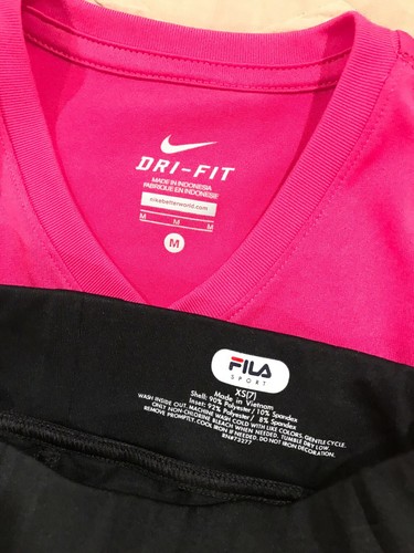 2pc Set Unisex Girl/Boys size 7-10 NIKE Dri-Fit V-neck Shirt FILA Sport Shorts - Picture 2 of 4