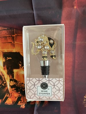 New Modern Expression Black Gold Rhinestone Elephant Wine Stopper sparkle gems