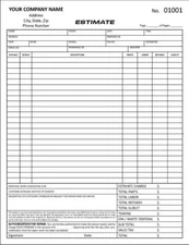 50 Automobile Auto Body Estimate / 2 Part Carbonless/ 8.5 x 11 / TMG027