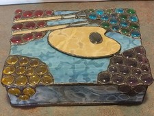 Custom Artist Signed Stained Glass and Agate Box