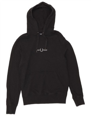 Fred Perry Mens Graphic Hoodie Jumper Small Black Cotton CT07