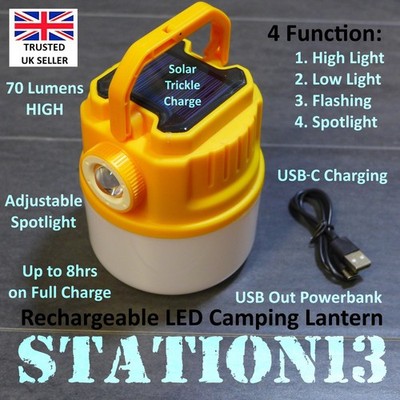 Wiederaufladbare Camping Laterne - Multifunktion - USB-C - Powerbank - STATION13