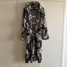 PENDLETON Woolen Mills 100% Cotton Terrycloth Grey Geometric Robe M/L $198