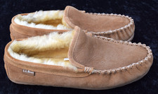 LL Bean Mens Lamb Fur Lined Moccasin Slip-On Slipper Shoes Size 10