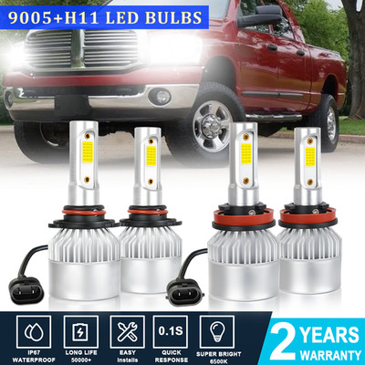 For 2009-2012 Dodge Ram 1500 2500 3500 4X LED Headlight Bulbs Kit High/Low Beam