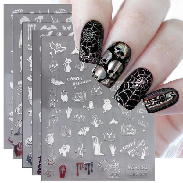 Nagelsticker Halloween 9 Blatt Selbstklebend Totenkopf Geist Hexe 9 StüCk-image