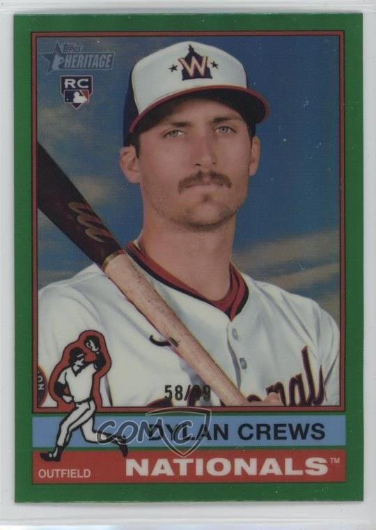 2025 Topps Heritage Chrome Green Border 58/99 Dylan Crews #247 Rookie RC