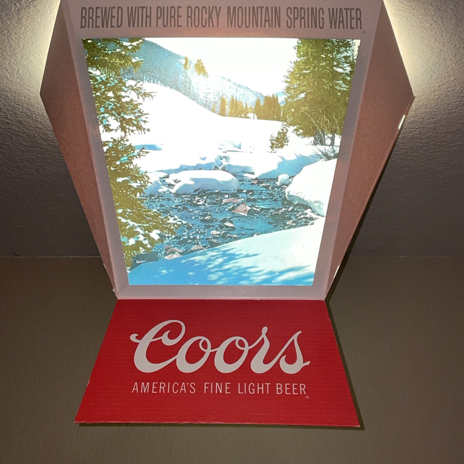 Vintage Coors America's Fine Light Beer Cardboard Ceiling Bar Display 20"x 15"