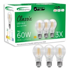 Image of BELL Lighting E27 Edison Screw Cap Filament Light Bulb LED GLS 3 Pack Warm White