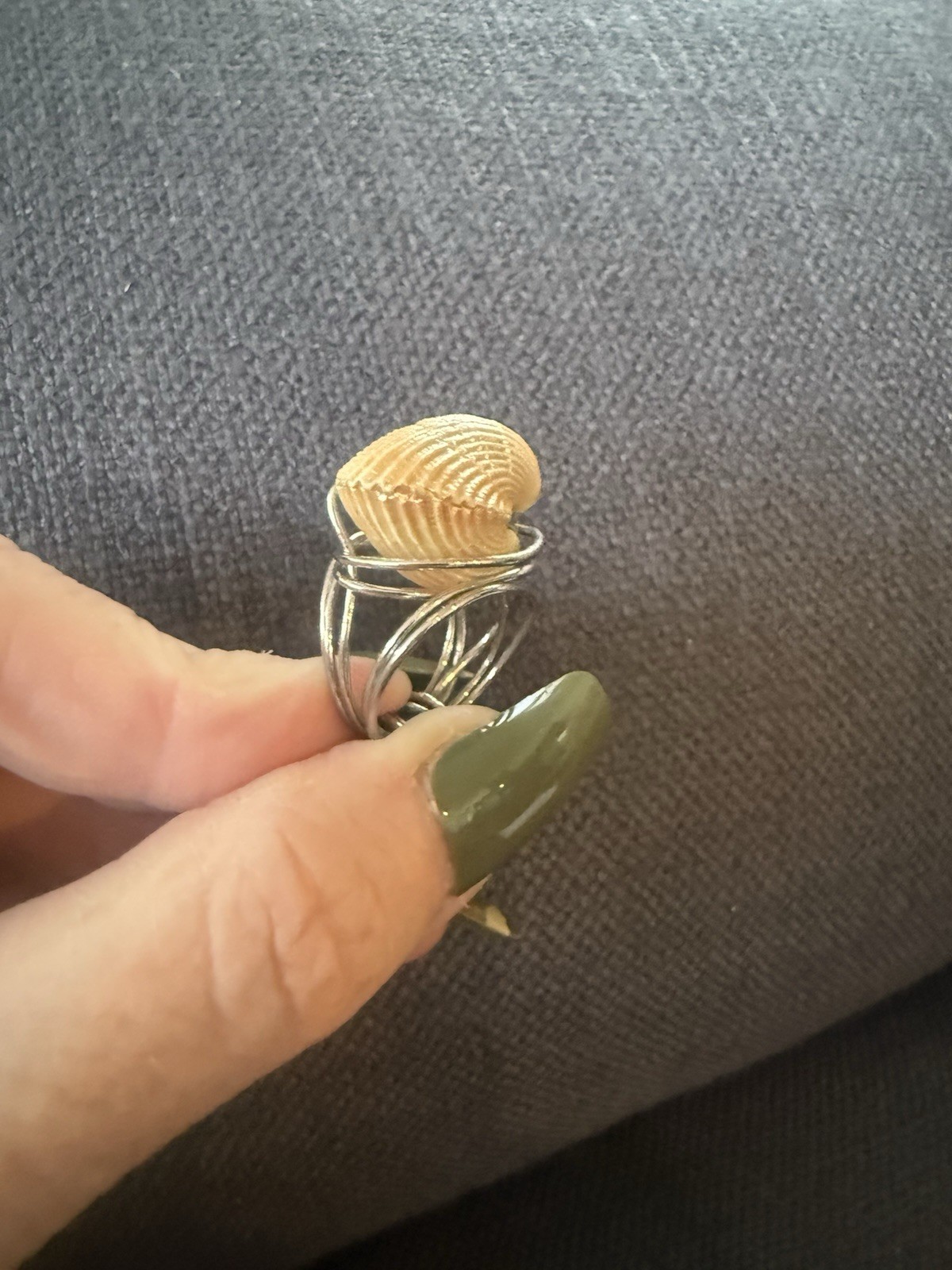 Wire Wrapped Silver Shell Ring Artisan Made  Sz 6 - image 6