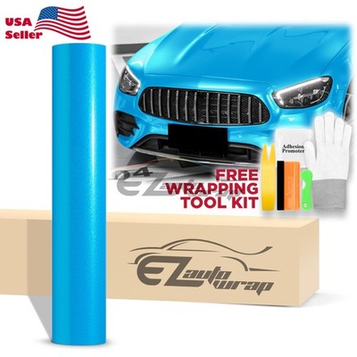 Premium Super Gloss Metallic Ocean Blue Vinyl Car Wrap Sticker Decal Sheet Film