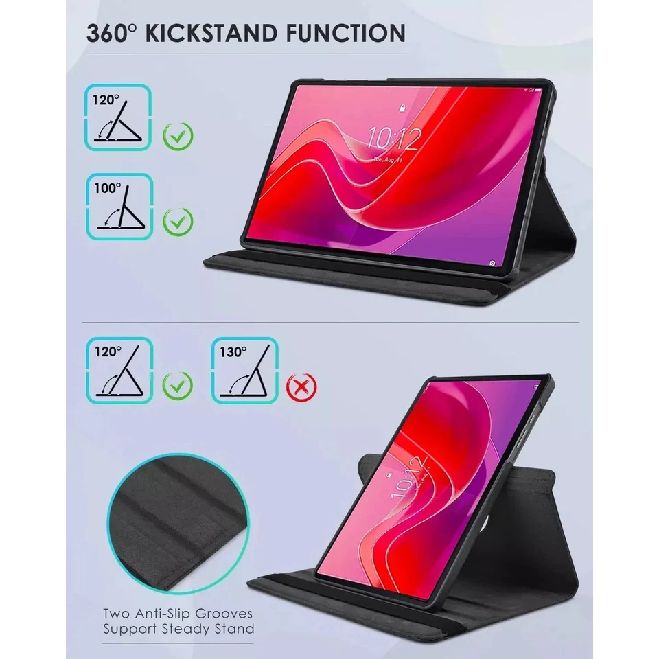 Case For Lenovo Tab M8 M9 M10 M10+ P11 M11 P12 360° Rotating Smart Tablet Cover - Image 2 of 4