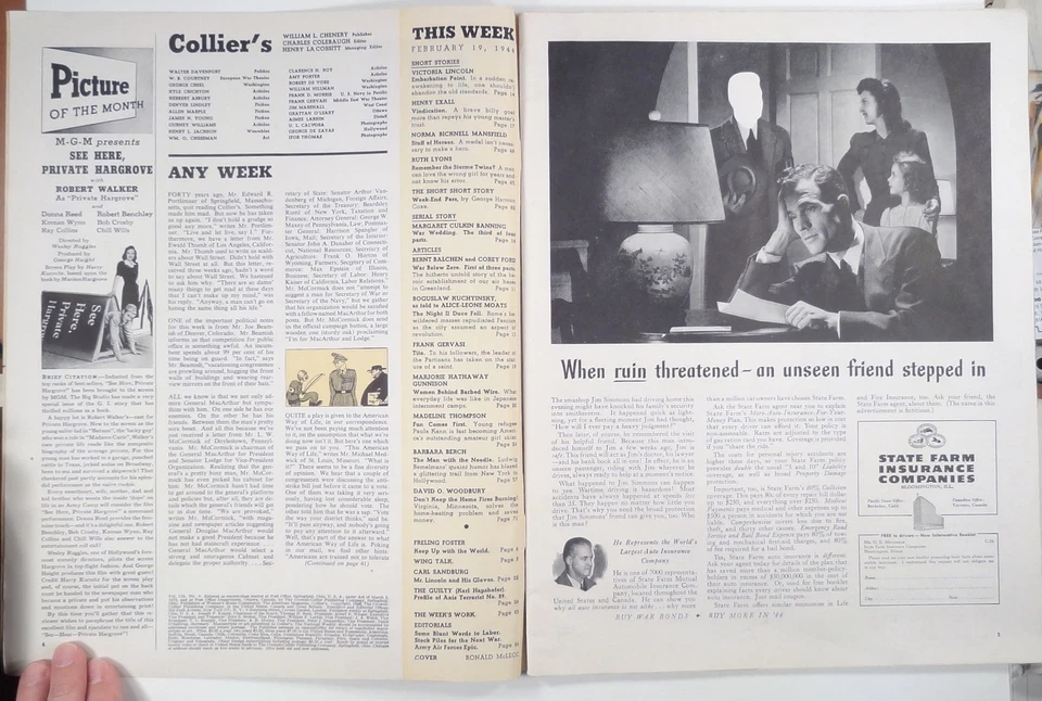 1944 Feb 19 COLLIER'S Valentines COMPLETE w/Coca-Cola ad WORLD WAR II BLATZ BEER - Image 3 of 4