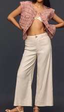 Maeve by Anthropologie Ettie High Rise Crop Wide Leg Linen Blend Pants Size 31
