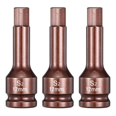3-teiliger 1/2'' Antriebs-Hex-Bit-Stecknuss 12mm S2 Stahl für 3'' Länge