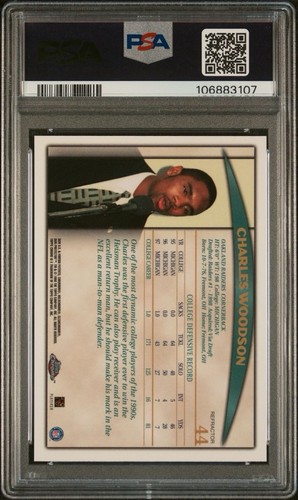 1998 Topps Chrome Charles Woodson Refractor Rookie Heisman Trophy PSA 9 Centered - Picture 2 of 2