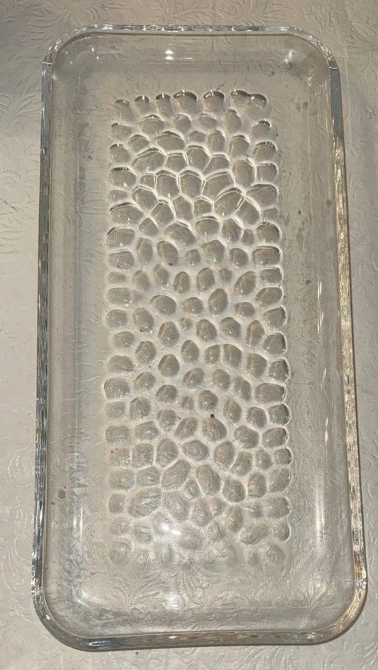 Bandeja de perlas de vidrio Orrefors guijarros 13” X 6,25” rectángulo oblongo Suecia Foto 2 de 4