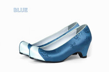 Traditional Korean Hanbok Flower Shoes Blue Handmade Kkotshin