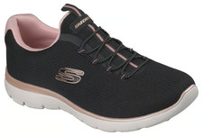 NEW WOMENS SKECHERS SUMMITS BRILLANT GLOW Black Rose Gold MESH Shoes AUTHENTIC