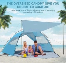 Elegear Beach Tent Sun Shelter with Canopy, 4-5 Person Pop Up Beach Tent