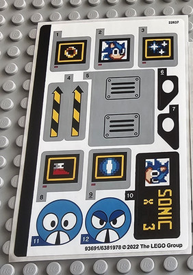 Lego Ideas AUFKLEBERBOGEN 1 und 2 für 21331 Sonic the Hedgehog - Green Hill Zone