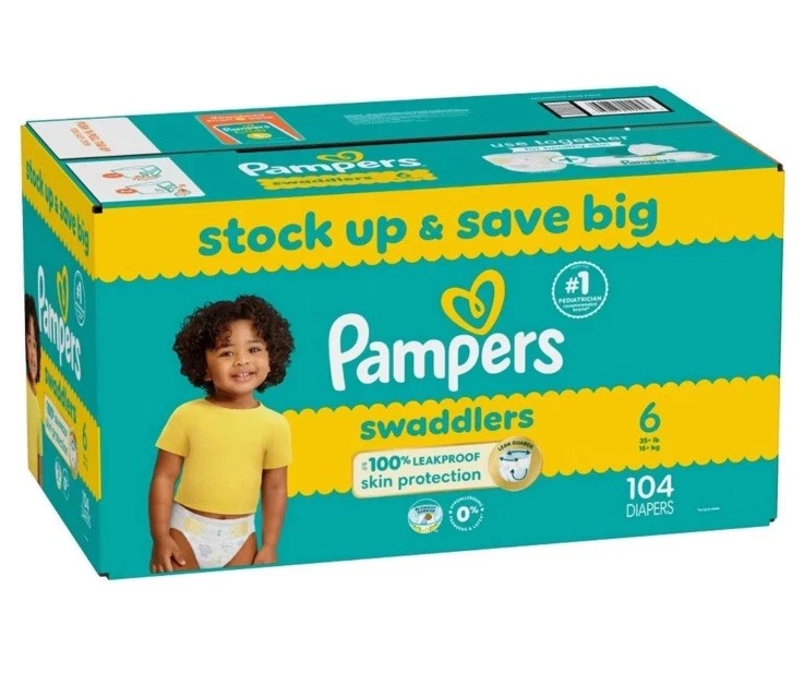 Pampers Swaddlers Soft Sensitive Skin Baby Diapers - Sie 6 - 104ct