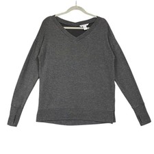 Athleta Coaster Luxe V-Neck Sweatshirt Sz S Charcoal