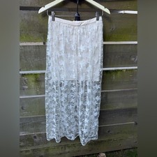 Charlotte Russe Y2K Lace Maxi Skirt Feminine Fairy Coquette White Floral