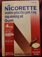 Nicorette Cinnamon Surge 4mg Nicotine Gum - 100 Count Exp 12/2027