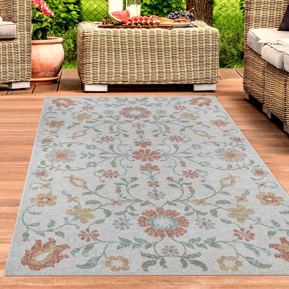 Deerly Petit tapis d’entrée de 61 x 91 cm, motif floral, fin