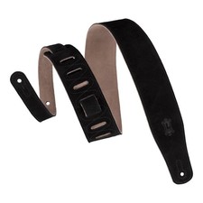 Leathers Simply Suede Series 2.5" Hand-Brushed Natural Dye Guitar Strap; Blac...