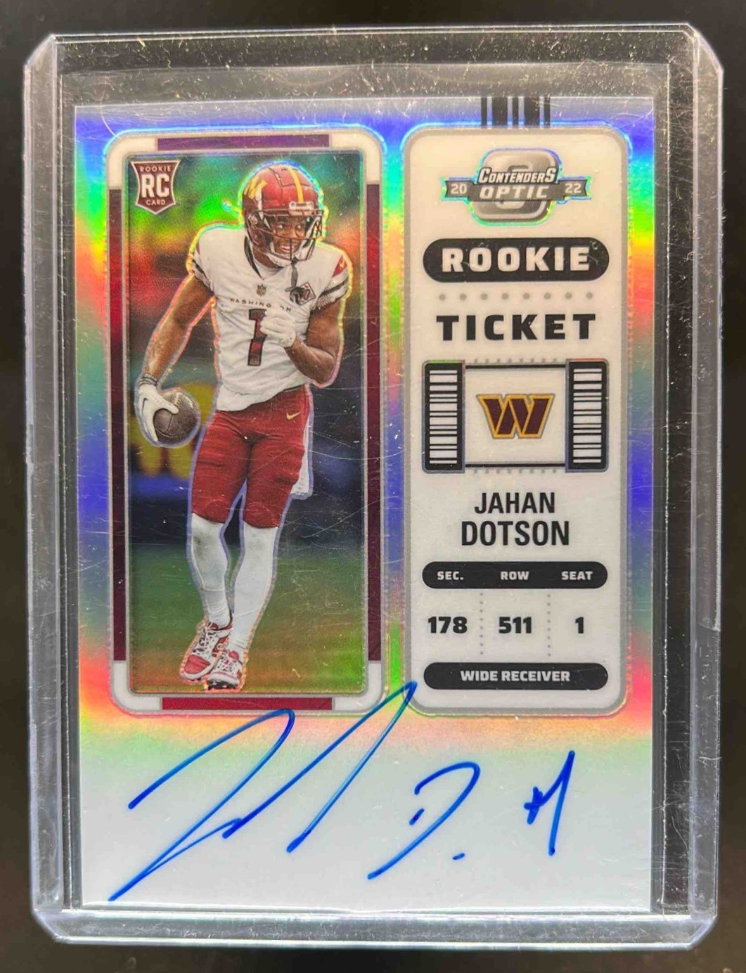2022 Contenders Optic Jahan Dotson RC Silver Rookie Ticket RPS Auto #121