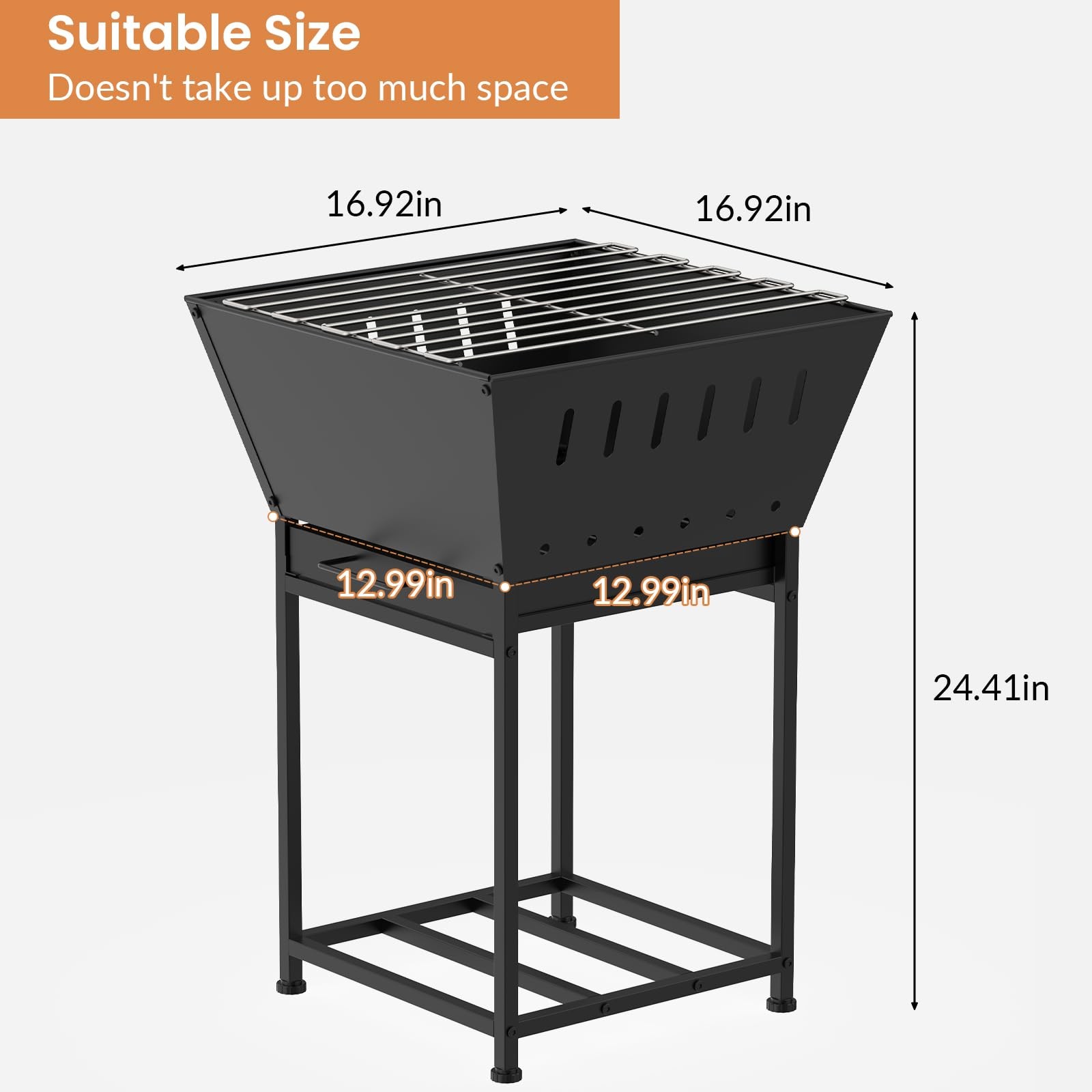 Wood Burning Fire Pit for Outside - 24 Inch Outdoor Fire Pit with Grill, 2-in...