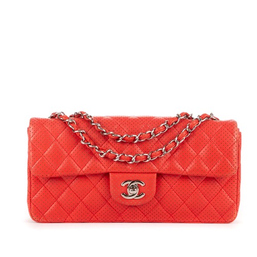 Chanel Red East West Perforated Flap Shoulder Bag