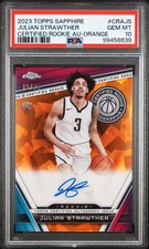 2023 TOPPS CHROME SAPPHIRE ED CERT RC AUTO ORANGE JULIAN STRAWTHER 15/25 PSA 10