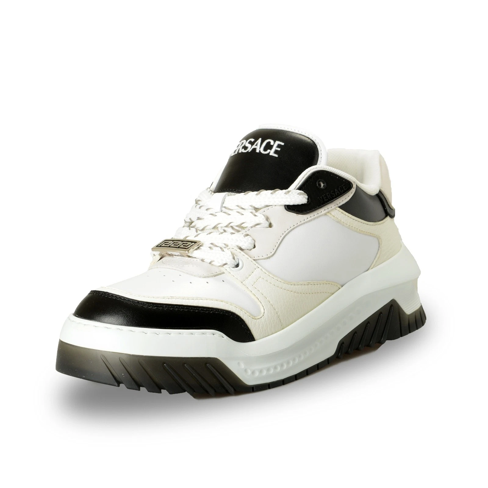 Versace — Versace Men's Leather & Suede White/Black Sneakers Shoes US 12 IT 45