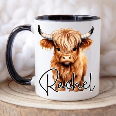 Personalized Highland Cow Coffee Mug, Cute Highland Cow Gifts Friend,