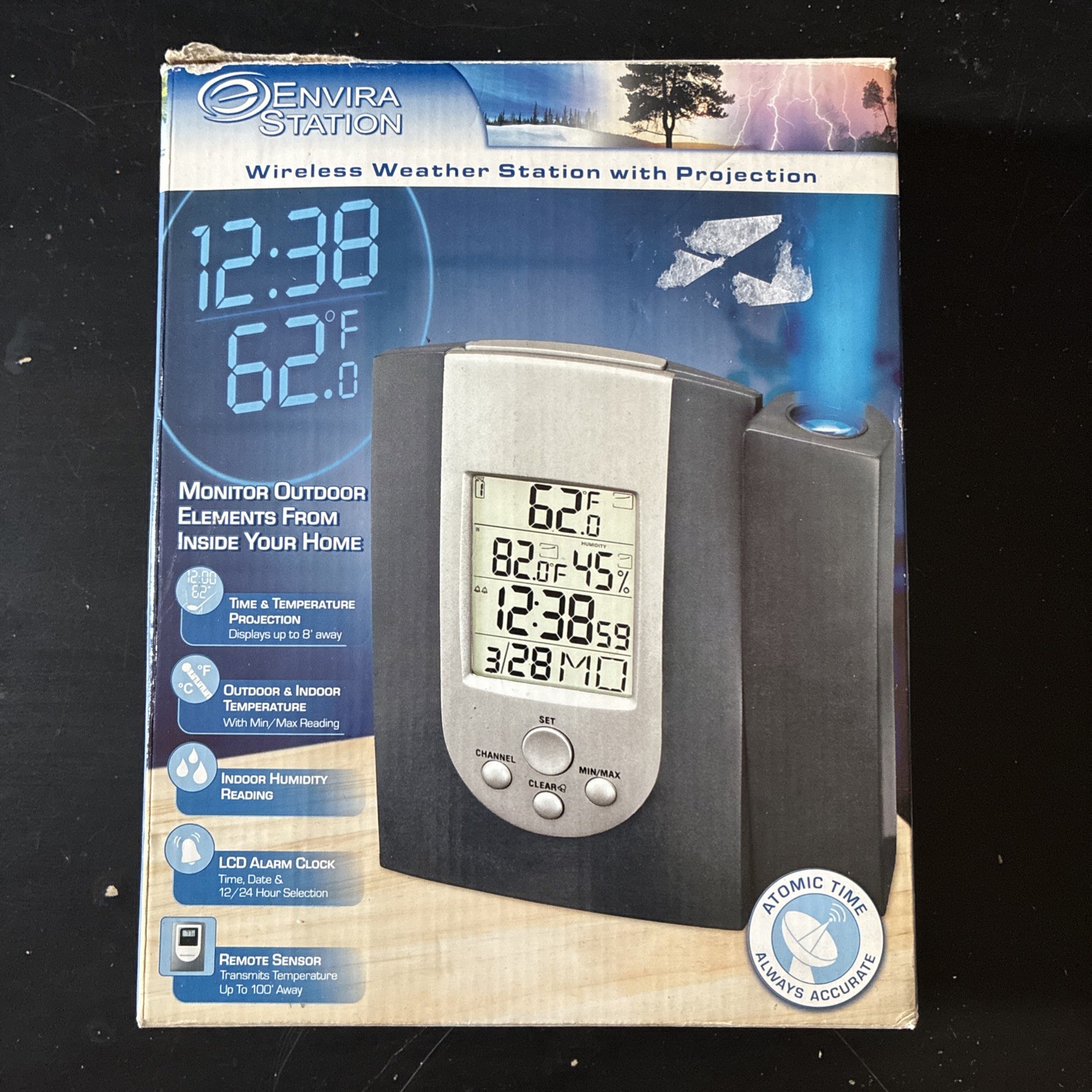 Wireless Weather Station With Projection Atomic Time Dws-170